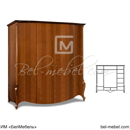 Шкаф для одежды "Луиза" 4-х дв. без зеркала ММ-227-01/04Б