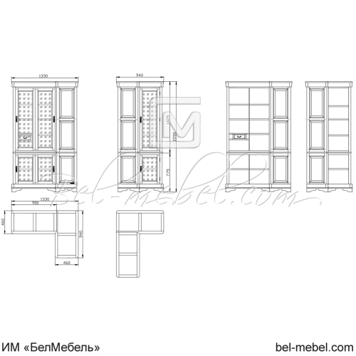 Шкаф для книг угловой "Маэстро" эскиз 169