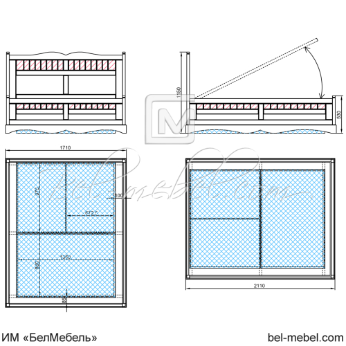 Кровать "Винтаж" СКМ-006-22П/1600