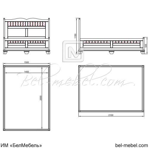 Кровать "Винтаж" СКМ-006-23/1400