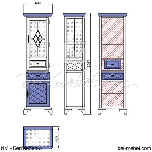 Шкаф с витриной "Софи" эскиз 108
