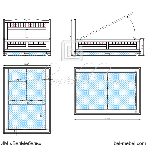 Кровать "Винтаж" СКМ-006-23П/1400