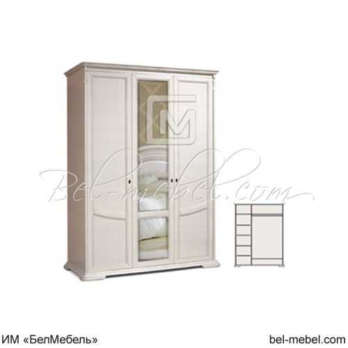 Шкаф для одежды "Лика" 3-х дв. с зеркалом ММ-137-01/03