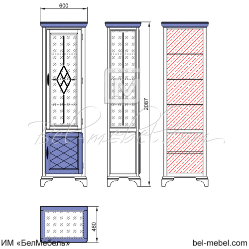 Шкаф с витриной "Софи" эскиз 111