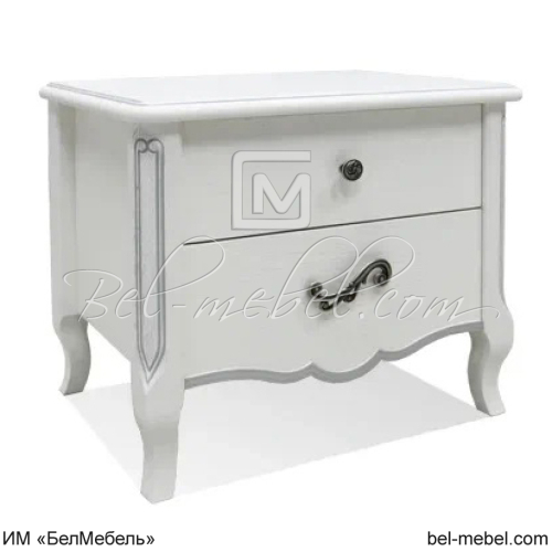 Тумба прикроватная Лаура ММ-267-03 Альба с серебрением