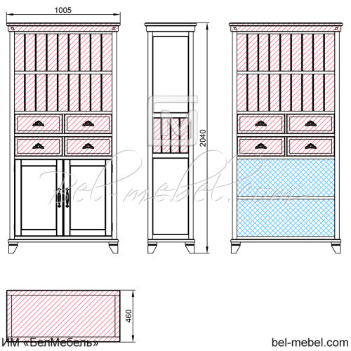Шкаф для книг "Винтаж" СКМ-006-55