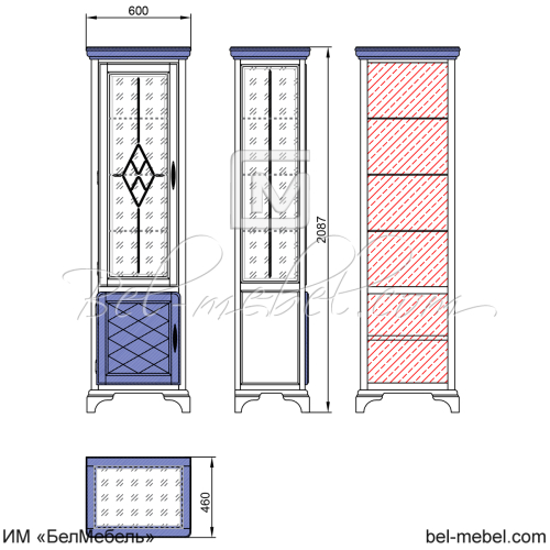 Шкаф с витриной "Софи" эскиз 112