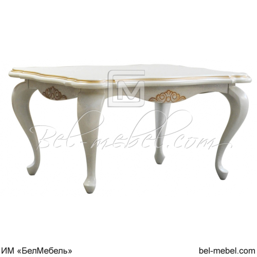 Стол журнальный Грация ММ-184-04 Дуб (Белая эмаль с золочением)
