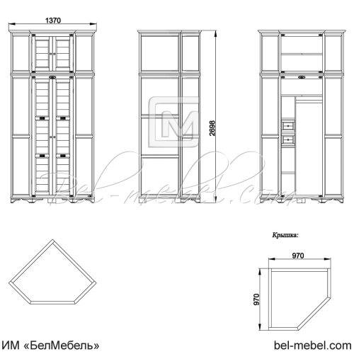 Шкаф для одежды угловой "Марина" эскиз 75