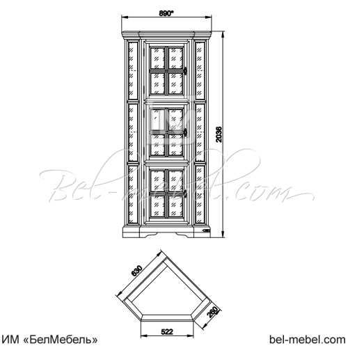 Шкаф с витриной угловой "Сальвина" СКМ-003-52-01