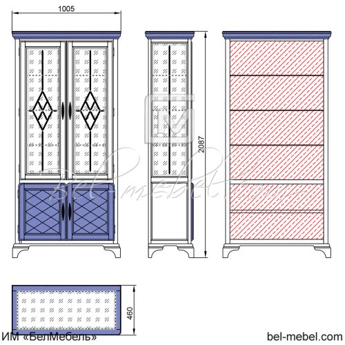 Шкаф с витриной "Софи" СКМ-004-58