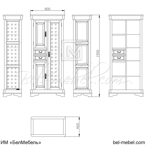 Шкаф с витриной "Маэстро" СКМ-002-63-01