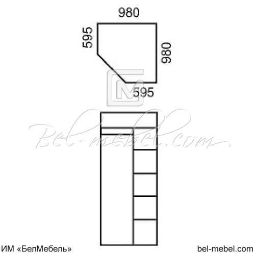 Шкаф угловой с полками OLIVIA 97х97