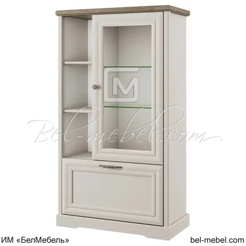 Шкаф с витриной 1V1D3N TOSCANA NEW Персидский жемчуг + Дуб каньон