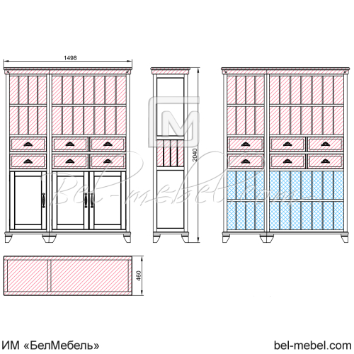 Шкаф для книг "Винтаж" СКМ-006-56