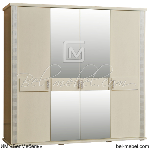 Шкаф для одежды Тунис П 344.09 Слоновая кость с серебрением