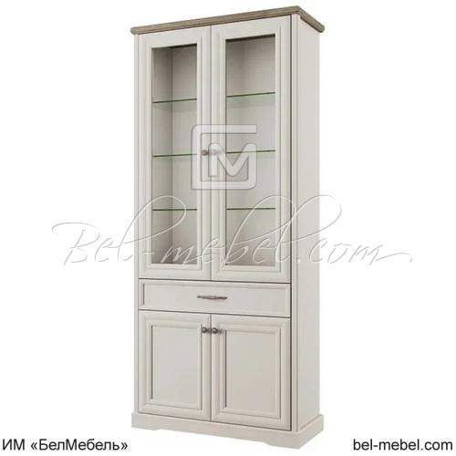 Шкаф с витриной 2V2D1S TOSCANA NEW Персидский жемчуг + Дуб каньон