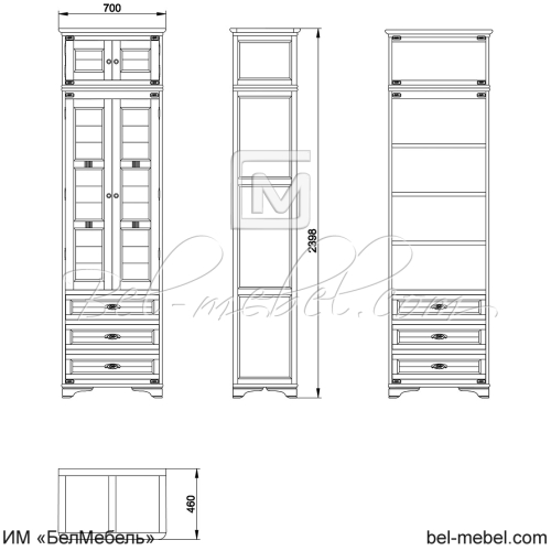 Шкаф для белья "Марина" с антресолью СКМ-001-44-01А
