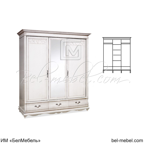 Шкаф для одежды "Оскар" 3-х дв. с зеркалом ММ-216-01/03