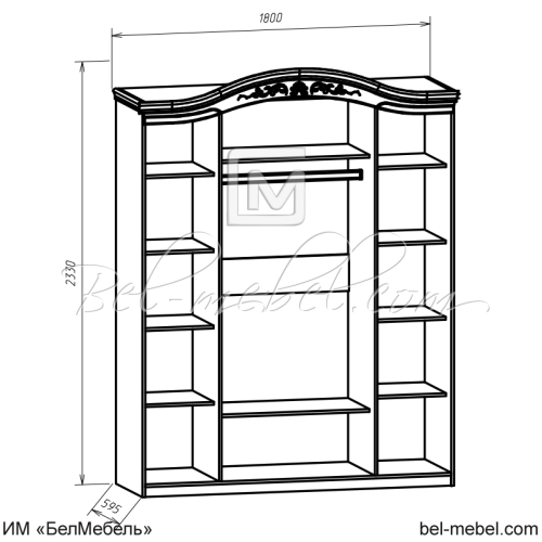 Шкаф 4-дв Валерия Форест Деко внутреннее устройство