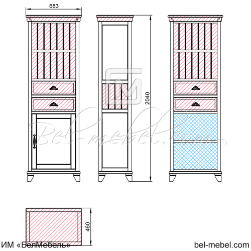 Шкаф для книг "Винтаж" СКМ-006-53-01