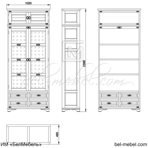 Шкаф для книг "Марина" СКМ-001-42А