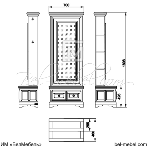 Зеркало напольное (с вешалкой) "Сальвина" СКМ-003-74