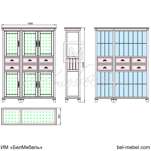 Шкаф с витриной "Винтаж" СКМ-006-59