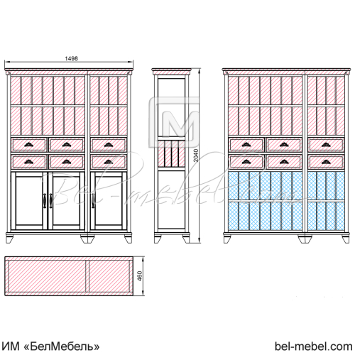 Шкаф для книг "Винтаж" СКМ-006-56-01