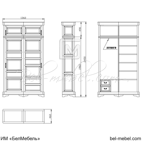 Шкаф для одежды "Маэстро" эскиз 178