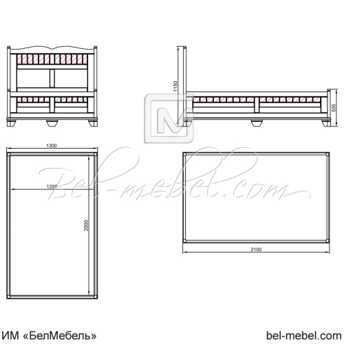 Кровать "Винтаж" СКМ-006-23/1200