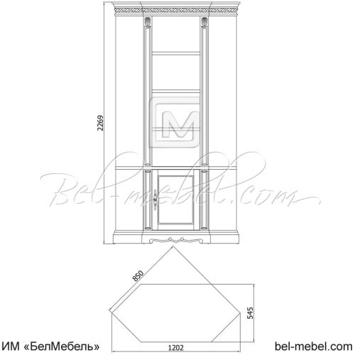 Шкаф комбинированный угловой "Милана Классик" П4.0265.2.25