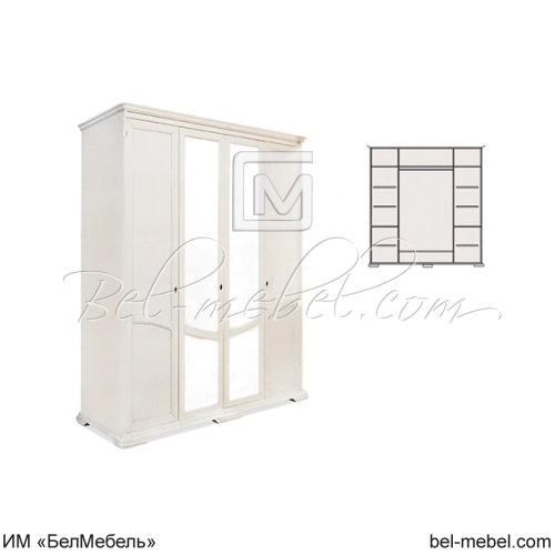 Шкаф для одежды "Лика" 4-х дв. с зеркалом ММ-137-01/04