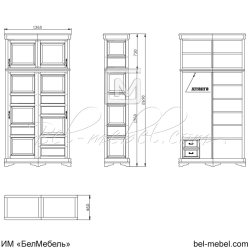 Шкаф для одежды "Маэстро" эскиз 179