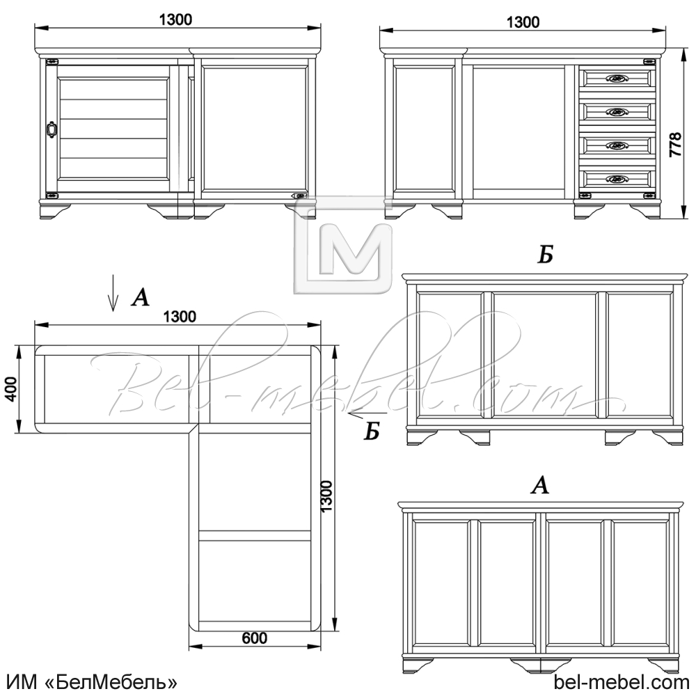 Стол письменный угловой "Марина" эскиз 141