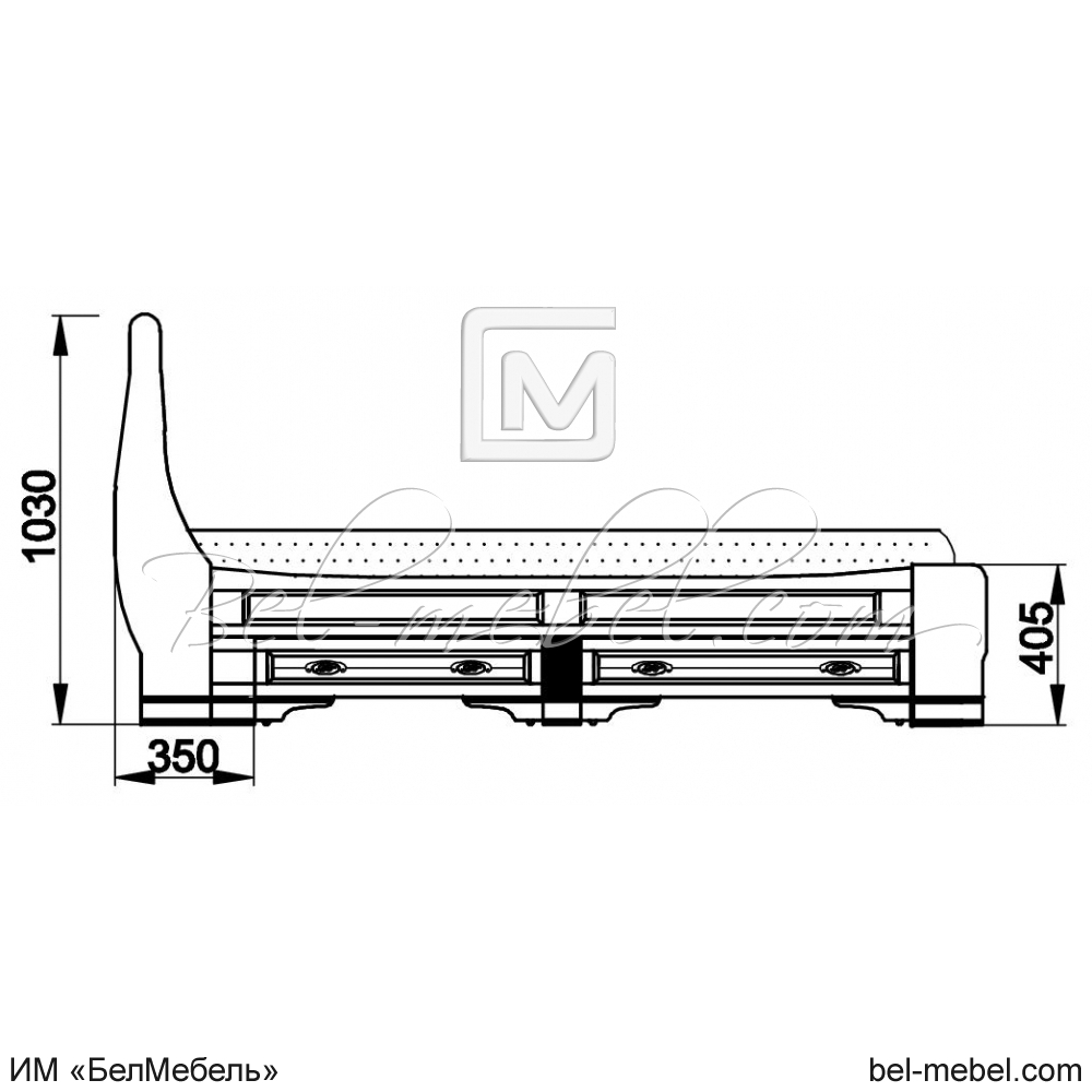 Кровать "Марина" 200 Н (4 разных ящика) эскиз 37