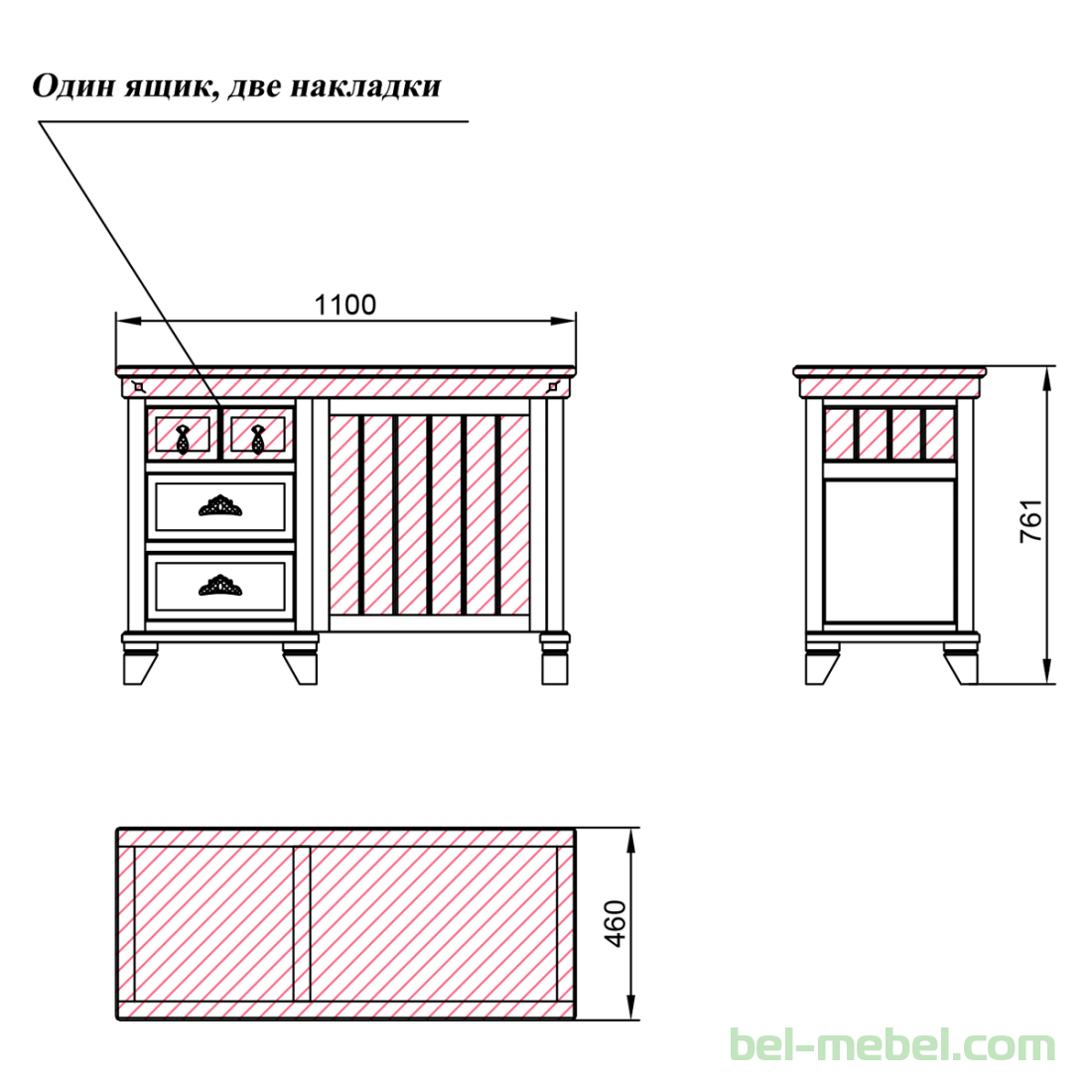 Стол письменный "Винтаж" эскиз 57