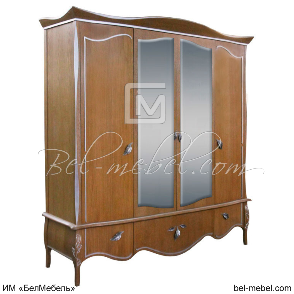 Шкаф для одежды "Трио" 4-х дв. с зеркалом ММ-277-01/04