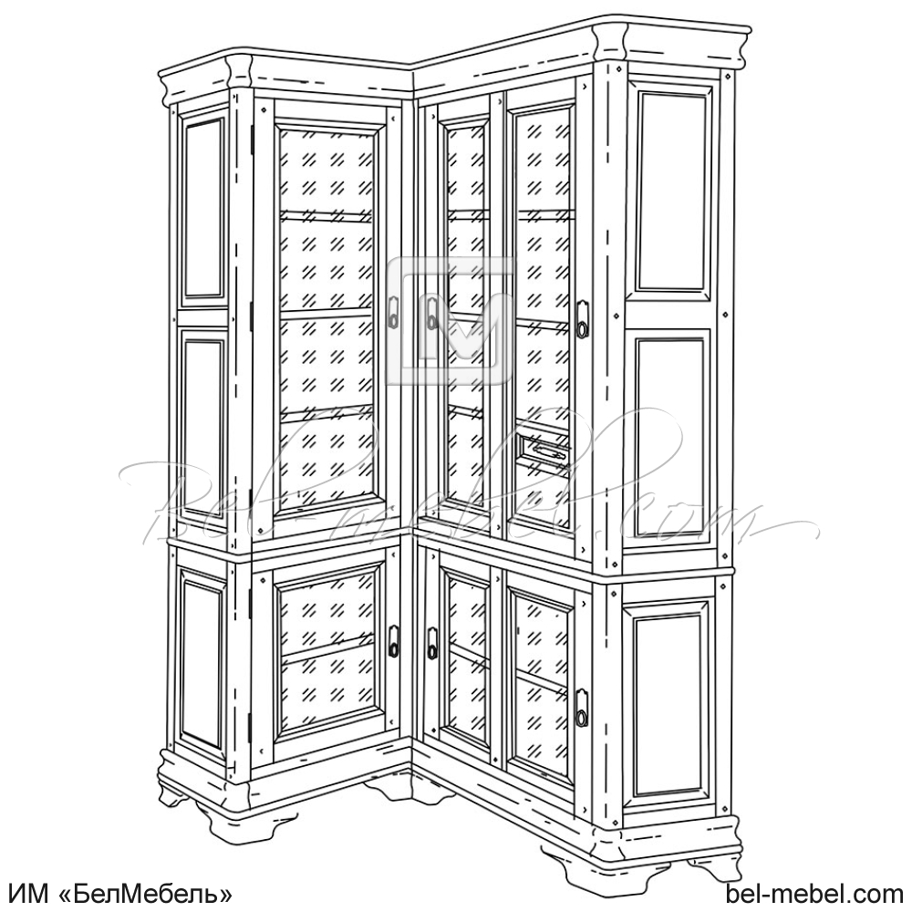 Шкаф для книг угловой "Маэстро" эскиз 167