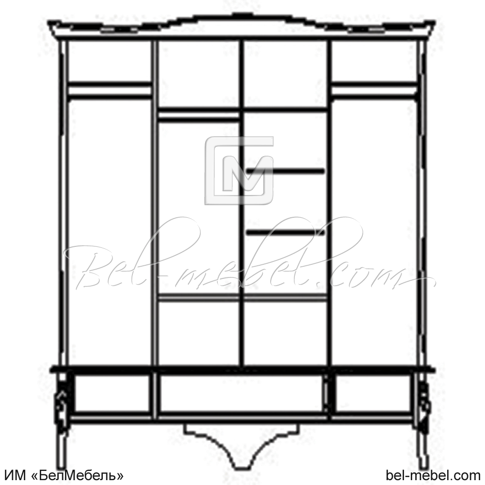 Шкаф для одежды "Трио" 4-х дв. с зеркалом ММ-277-01/04