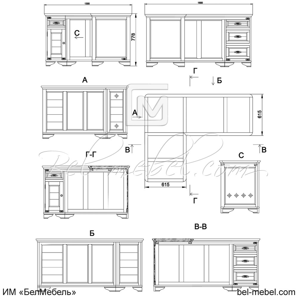 Стол письменный угловой "Марина" эскиз 137