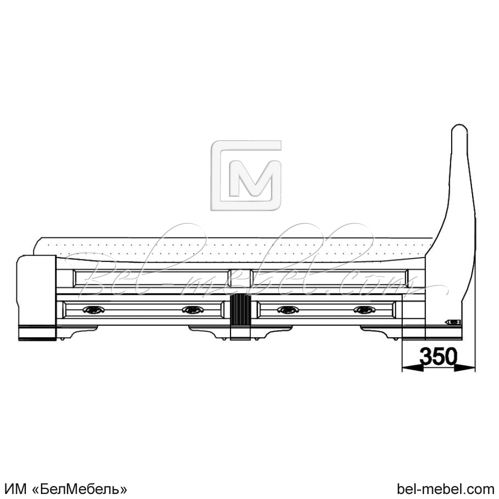 Кровать "Марина" 200 Н (2 разных ящика справа) эскиз 36