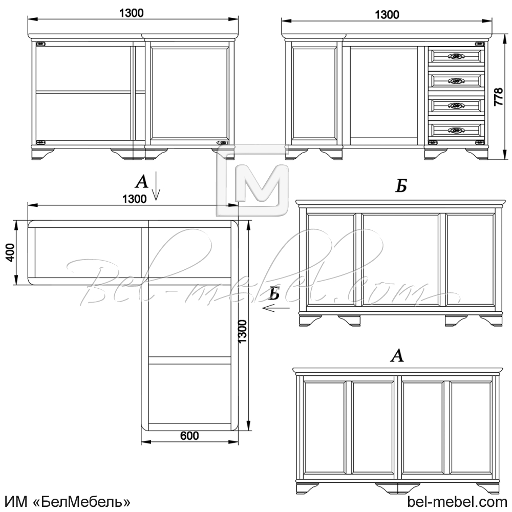 Стол письменный угловой "Марина" эскиз 139