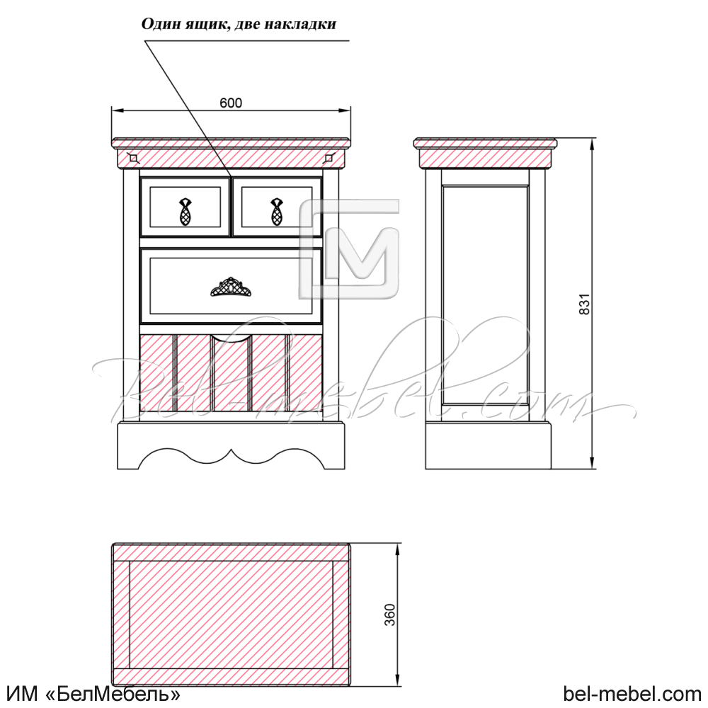 Тумба прикроватная "Винтаж" эскиз 4