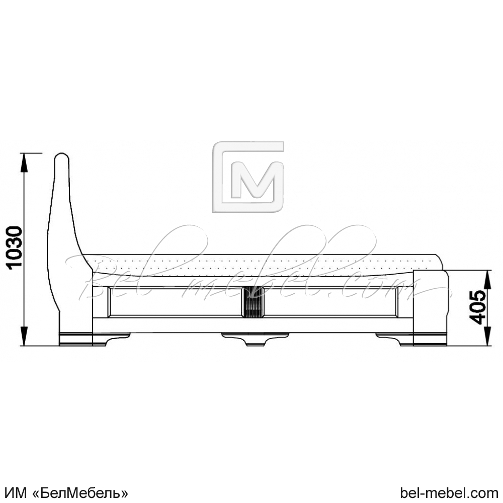 Кровать "Марина" 140 Н (2 ящика справа) эскиз 34