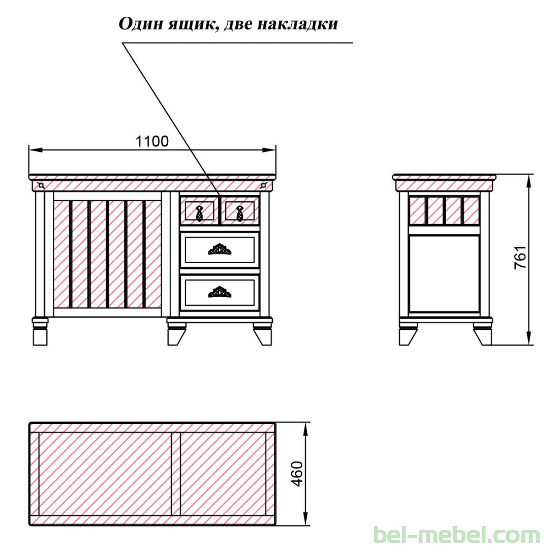 Стол письменный "Винтаж" эскиз 58