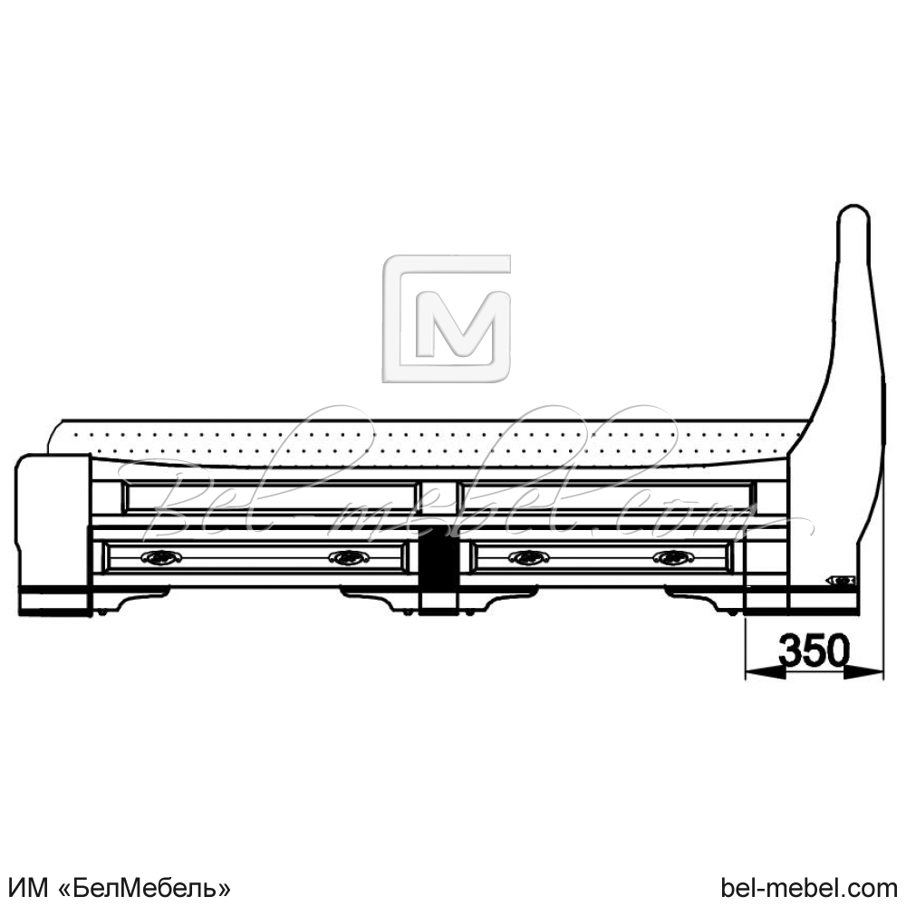 Кровать "Марина" 140 Н (4 разных ящика) эскиз 37