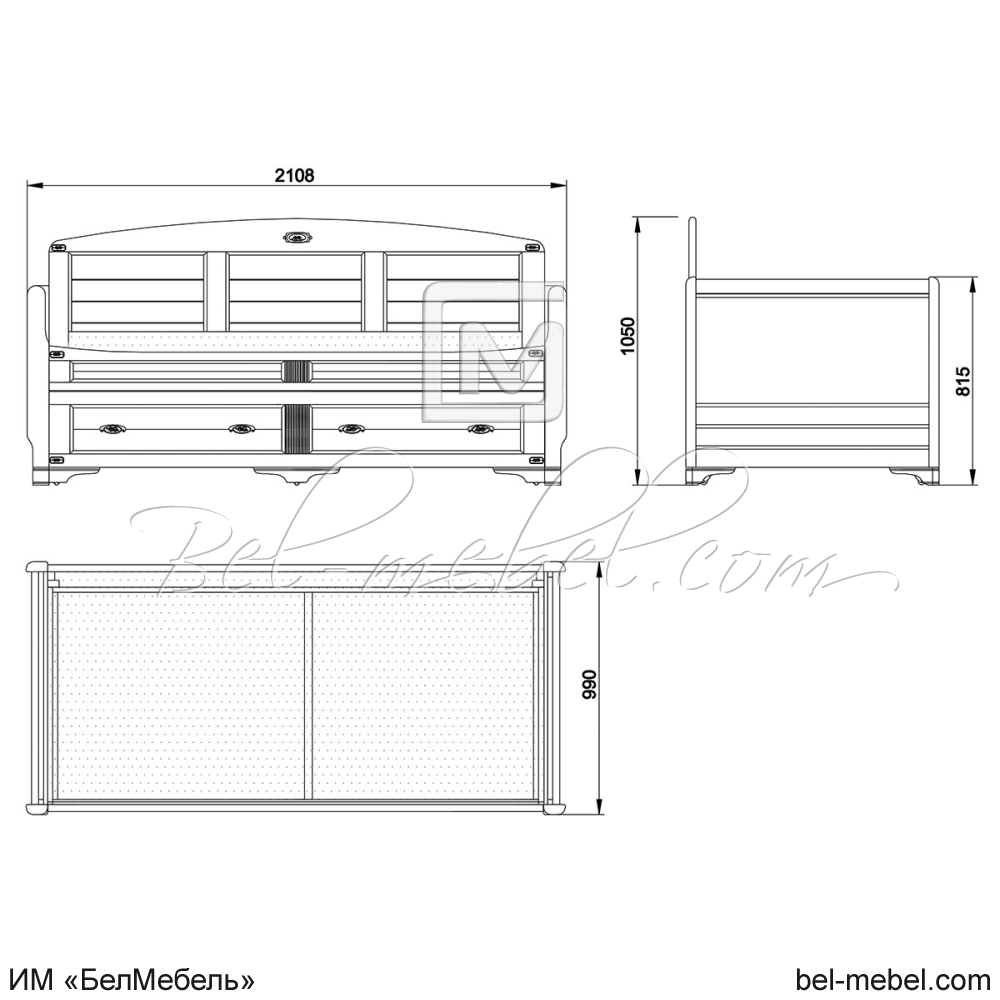 Тахта два спальных места "Марина" эскиз 83