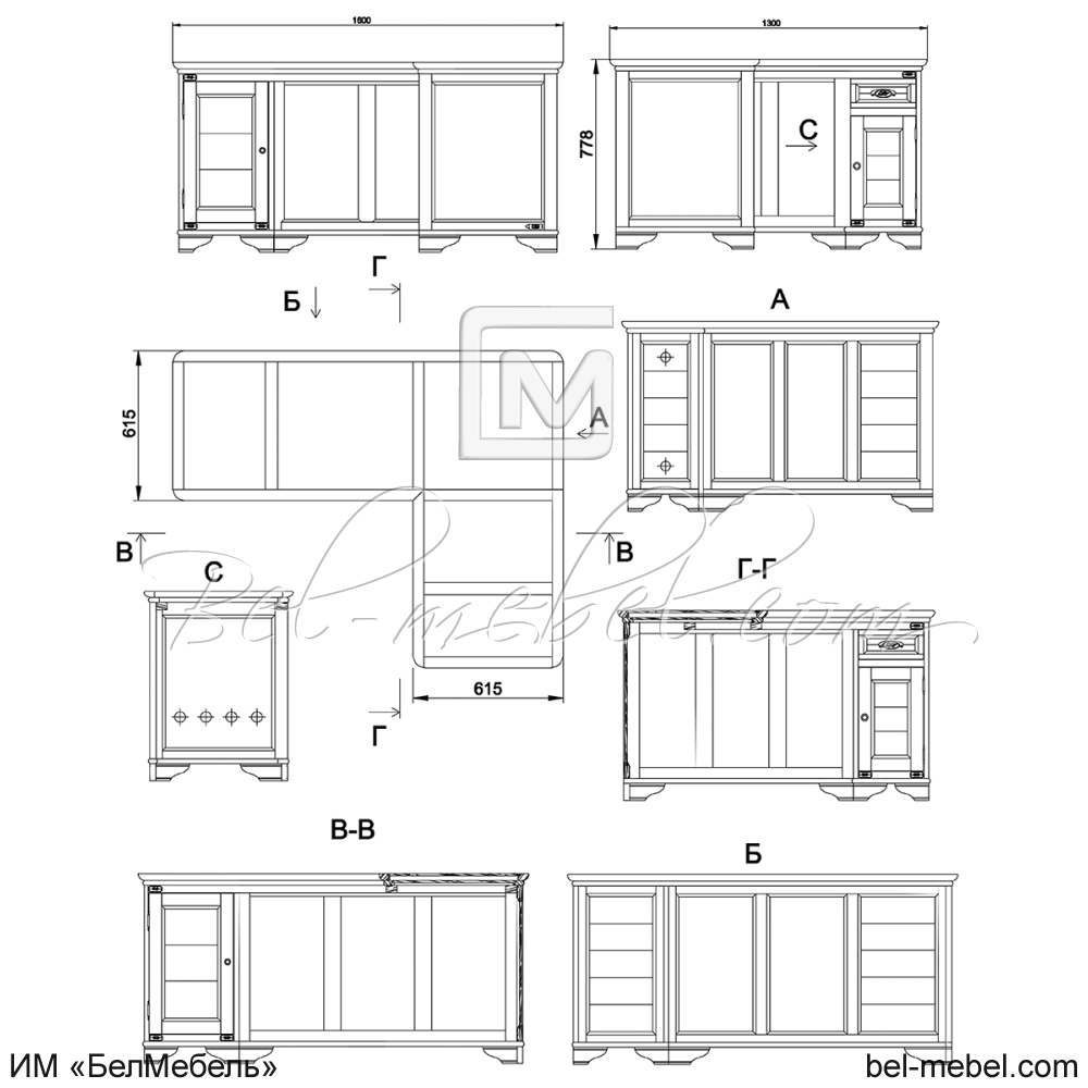 Стол письменный угловой "Марина" эскиз 143