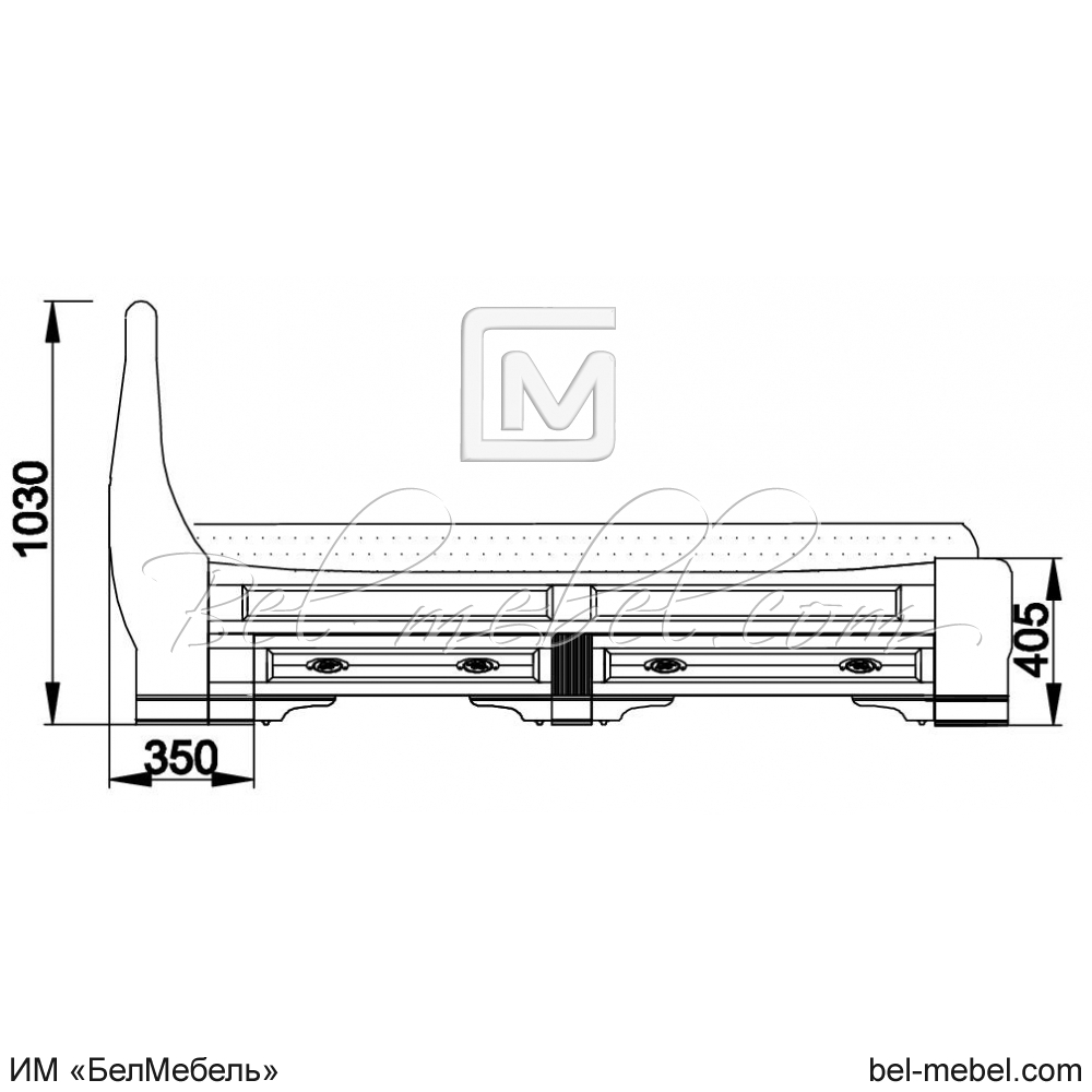 Кровать "Марина" 200 Н (2 разных ящика слева) эскиз 35
